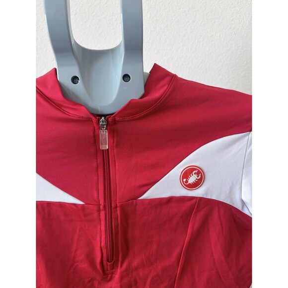 Castelli Cycling Jersey Womens Size Small Full Zip 2 Pocket Red and White Shirt - Picture 2 of 8